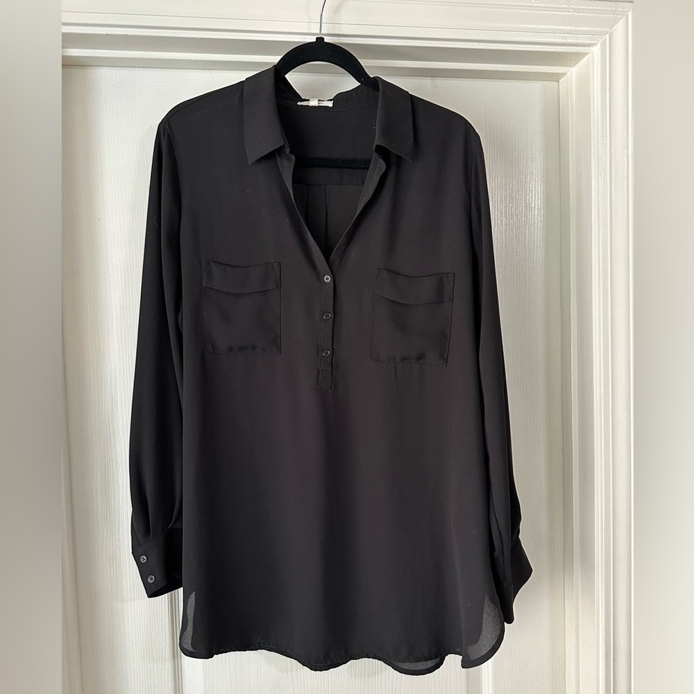 Sheer Black XL Pleione long sleeve tunic blouse.